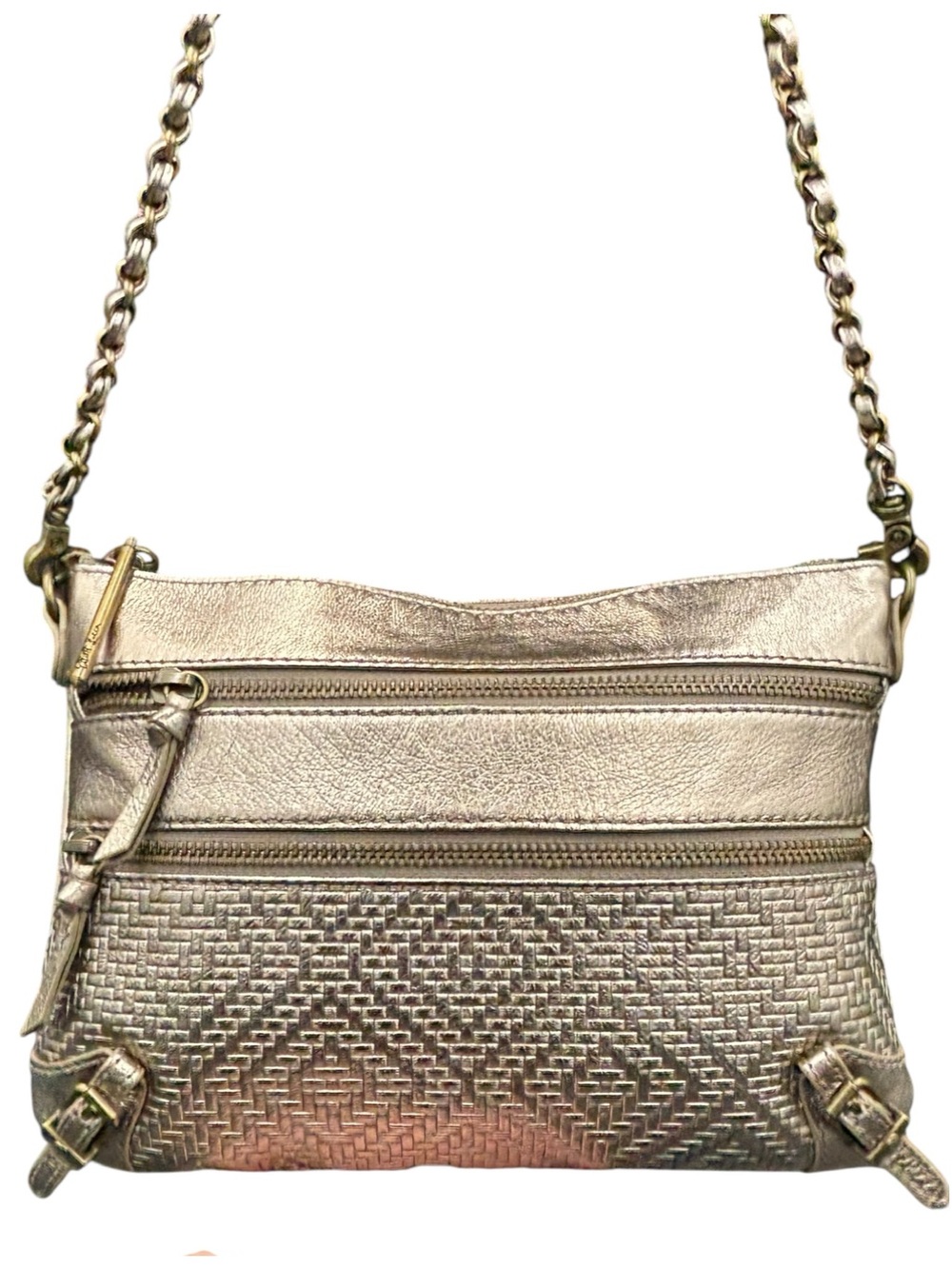 Elliott Lucca Metallic Woven Chain Strap Shoulder/Crossbody Bag